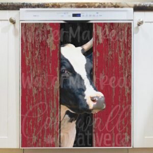Curious Cow at the Barn Door Magnetic Dishwasher Door Cover