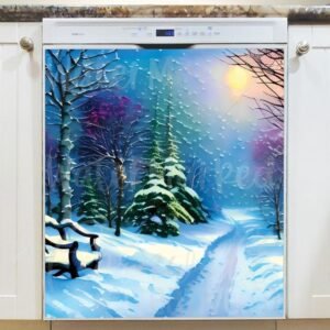 Evening in a Snowy Forest Magnetic Dishwasher Door Cover