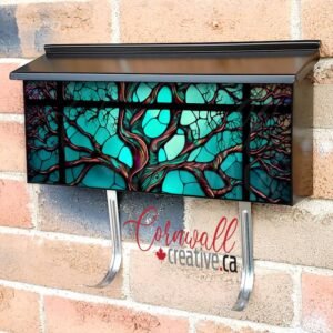 Stained Glass Tree Design Wall-mounted Townhouse Mailbox Cover