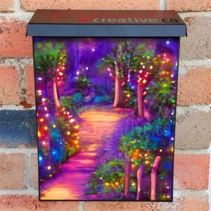 Beautiful Path with Fireflies Colonial Mailbox Cover
