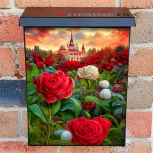 Rose Garden around the Castle Colonial Mailbox Cover