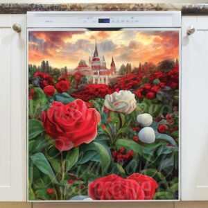 Rose Garden around the Castle Magnetic Dishwasher Door Cover