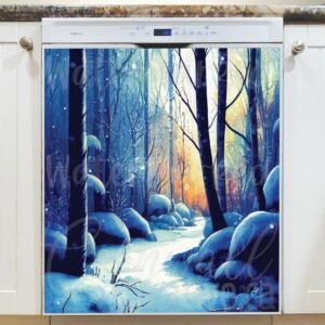 Snowy Night in the Woods #2 Magnetic Dishwasher Door Cover