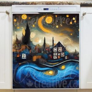 Starry Night in the Town Magnetic Dishwasher Door Cover