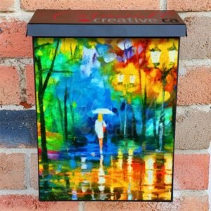 Rainy Walk in the Park Colonial Mailbox Cover