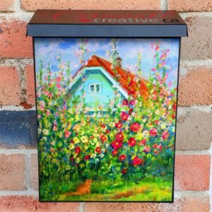 Country Home with Flowers and a Cat Colonial Mailbox Cover
