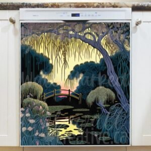 Japanese Garden Sunset #3 Magnetic Dishwasher Door Cover
