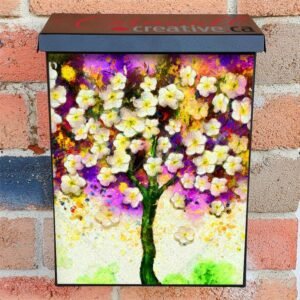 Blooming Tree with White Flowers Colonial Mailbox Cover