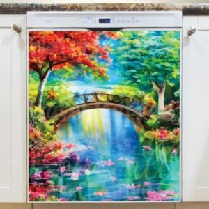 Summer Bridge above the River Magnetic Dishwasher Door Cover