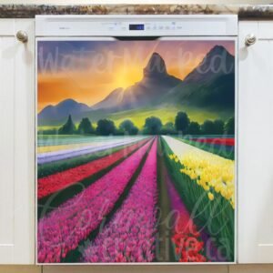 Sunrise above the Tulips Magnetic Dishwasher Door Cover