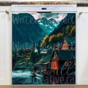 Norwegian Fishing Village Magnetic Dishwasher Door Cover
