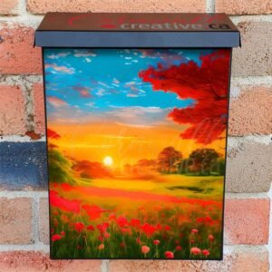 Colorful Sunrise in the Country Colonial Mailbox Cover