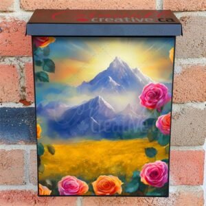 Foggy Hills and Roses Colonial Mailbox Cover