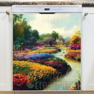 Beautiful Flower Riverbank Magnetic Dishwasher Door Cover