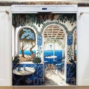 Cozy Greek Tavern #1 Magnetic Dishwasher Door Cover