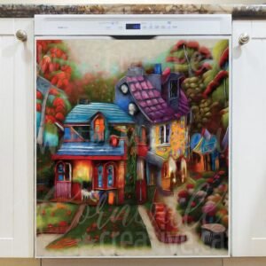 Cute Cozy Houses Magnetic Dishwasher Door Cover
