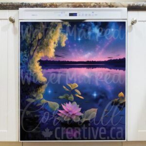 Midnight Lilies Magnetic Dishwasher Door Cover