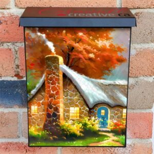 Pretty Cottage by the Woods Colonial Mailbox Cover