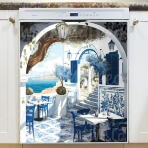 Cozy Greek Tavern #3 Magnetic Dishwasher Door Cover