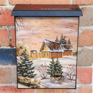 Snowy Winter Cottage Colonial Mailbox Cover