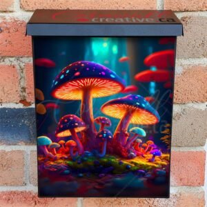 Colorful Fantasy Mushrooms Colonial Mailbox Cover