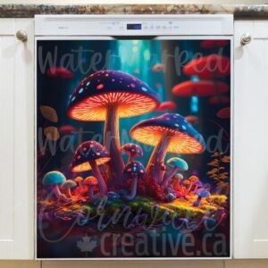 Colorful Fantasy Mushrooms Magnetic Dishwasher Door Cover