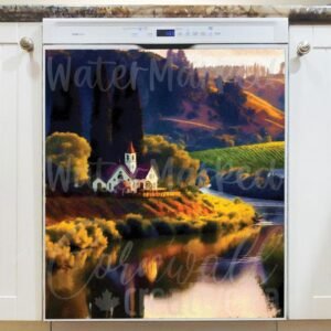 Church on the Riverbank Magnetic Dishwasher Door Cover