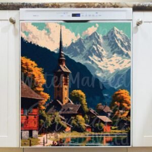 Little Village in the Alps Magnetic Dishwasher Door Cover