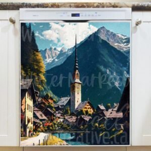 Little Town in Switzerland Magnetic Dishwasher Door Cover