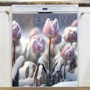 Tulips in the Snow #2 Magnetic Dishwasher Door Cover