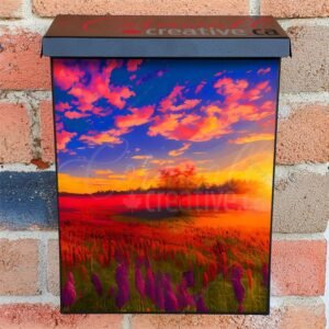 Lavender and Poppy Field Colonial Mailbox Cover