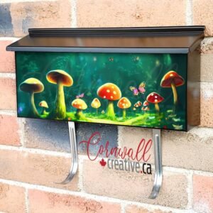Fantasy Mushrooms and Butterflies Wall-mounted Townhouse Mailbox Cover