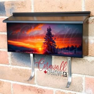 Sunset on the Snowy Hill Wall-mounted Townhouse Mailbox Cover