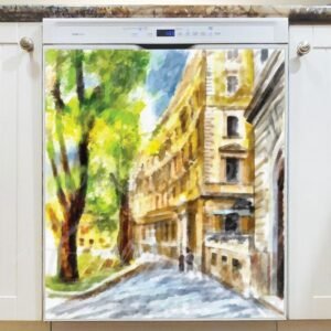 Old European Street Magnetic Dishwasher Door Cover