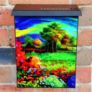 Rainbow Sky in the Meadow Colonial Mailbox Cover