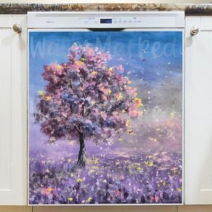 Purple Tree Blossoming Magnetic Dishwasher Door Cover