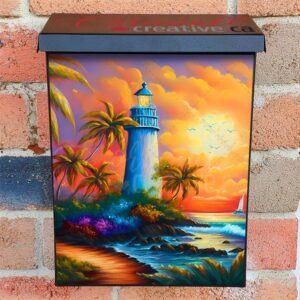 Tropical Lighthouse Colonial Mailbox Cover