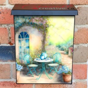 Morning Coffee on the Terrace #1 Colonial Mailbox Cover