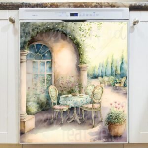 Morning Coffee on the Terrace #2 Magnetic Dishwasher Door Cover