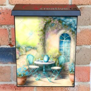 Morning Coffee on the Terrace #3 Colonial Mailbox Cover