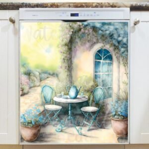 Morning Coffee on the Terrace #3 Magnetic Dishwasher Door Cover
