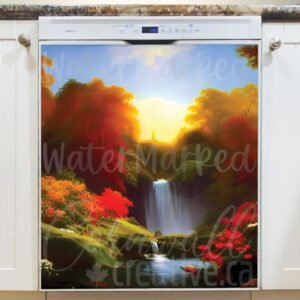 Beautiful Summer Waterfall Magnetic Dishwasher Door Cover
