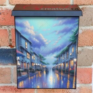 Beautiful Town after Rain Colonial Mailbox Cover