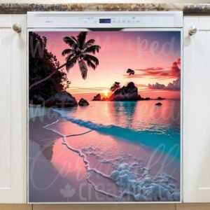 Tropical Pink Sunset Magnetic Dishwasher Door Cover