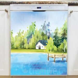 Little Cottage by the Lake #2 Magnetic Dishwasher Door Cover
