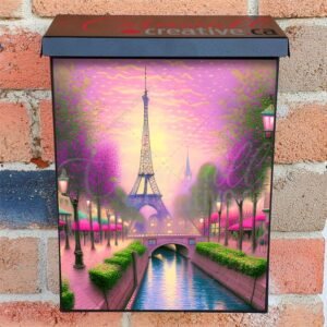 Pink Sunset in Paris Colonial Mailbox Cover