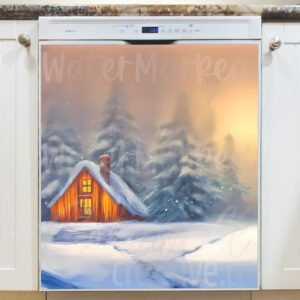 Lovely Winter Cottage Magnetic Dishwasher Door Cover