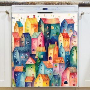 Cute Colorful Houses #2 Magnetic Dishwasher Door Cover