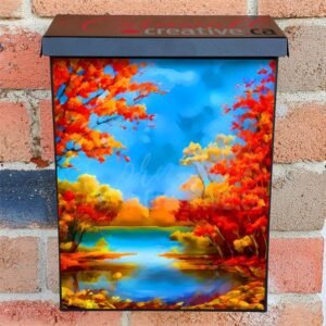 Orange and Blue Autumn Colonial Mailbox Cover