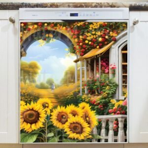 Sunflower Cottage #1 Magnetic Dishwasher Door Cover